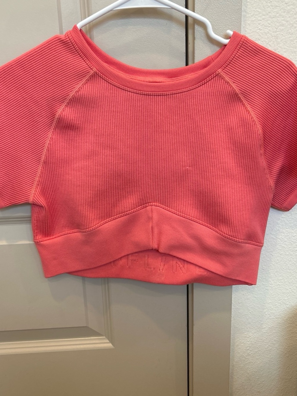 aerie Coral Ribbed Crop Top